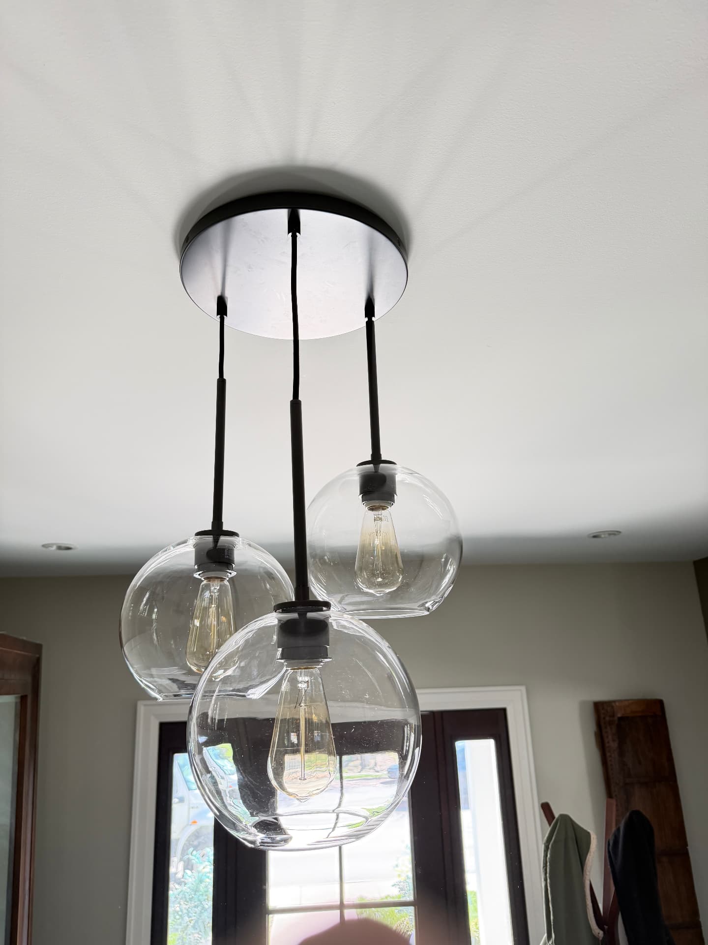 The same glass pendant light shades clear and shining after cleaning